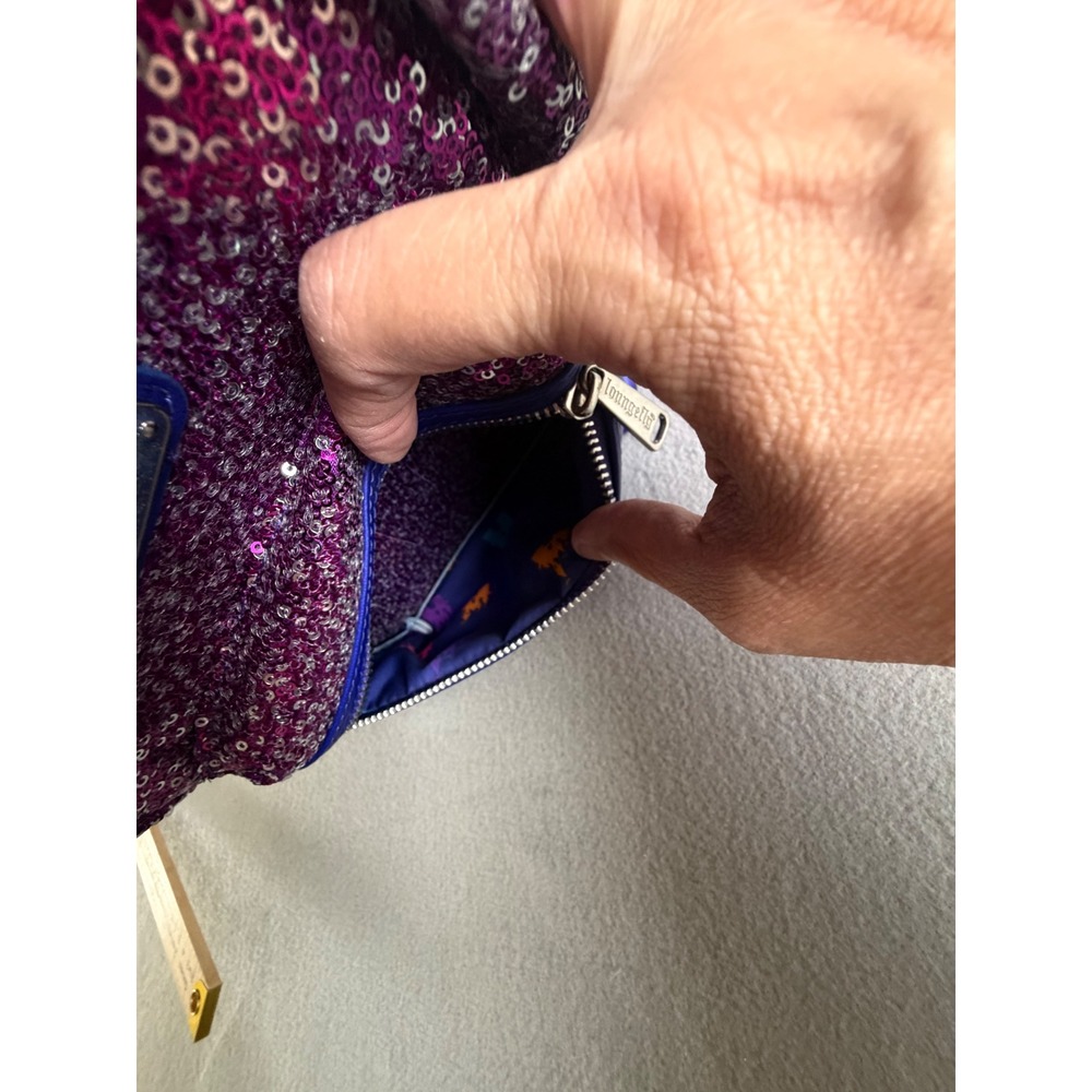 Disney  Loungefly Purple Sequin Confetti Castle Mini Backpack 50th Anniversary - Picture 9 of 10